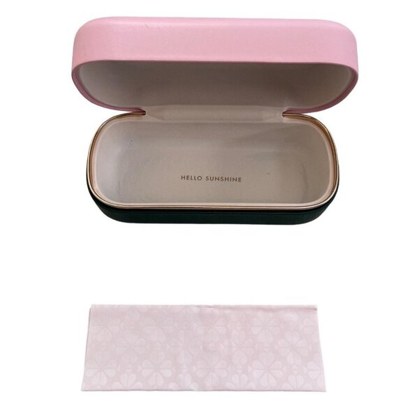 Kate Spade Sunglasses Case With Cleaning Cloth Pink Green Hardcover Large - Picture 4 of 13
